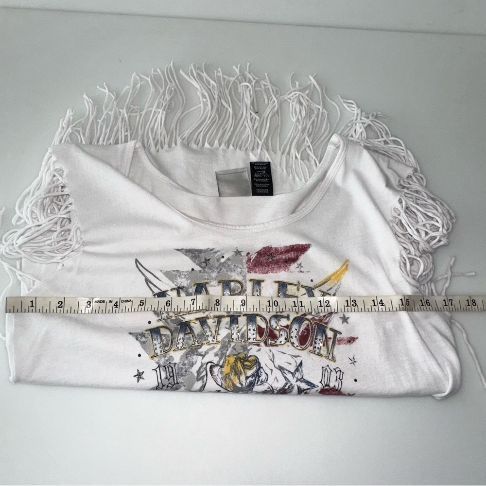 Harley Davidson Women’s Fringe White T Shirt Size M - Picture 3 of 6